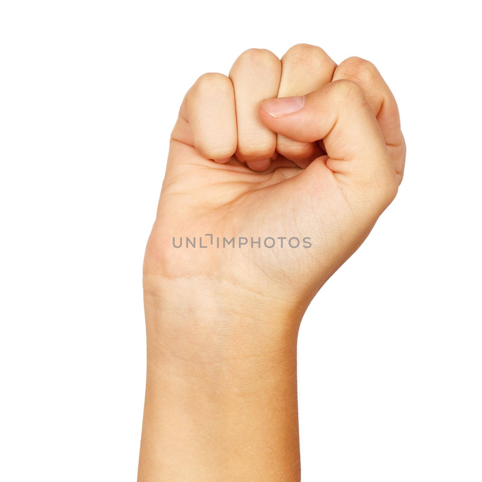 american sign language. female hand showing letter s by raddnatt