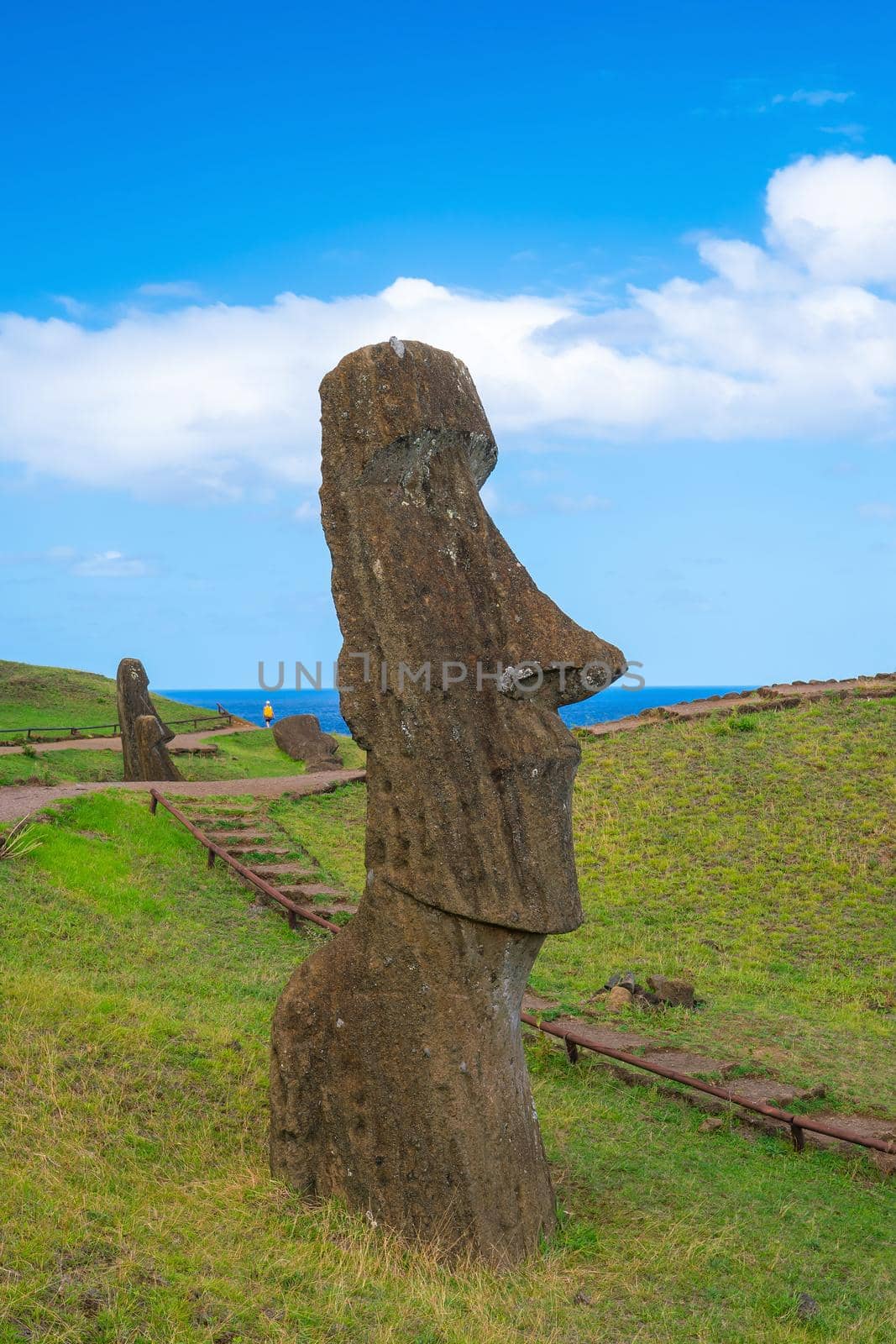 The ancient moai on Easter Island 2,000 miles off the coast of Chile