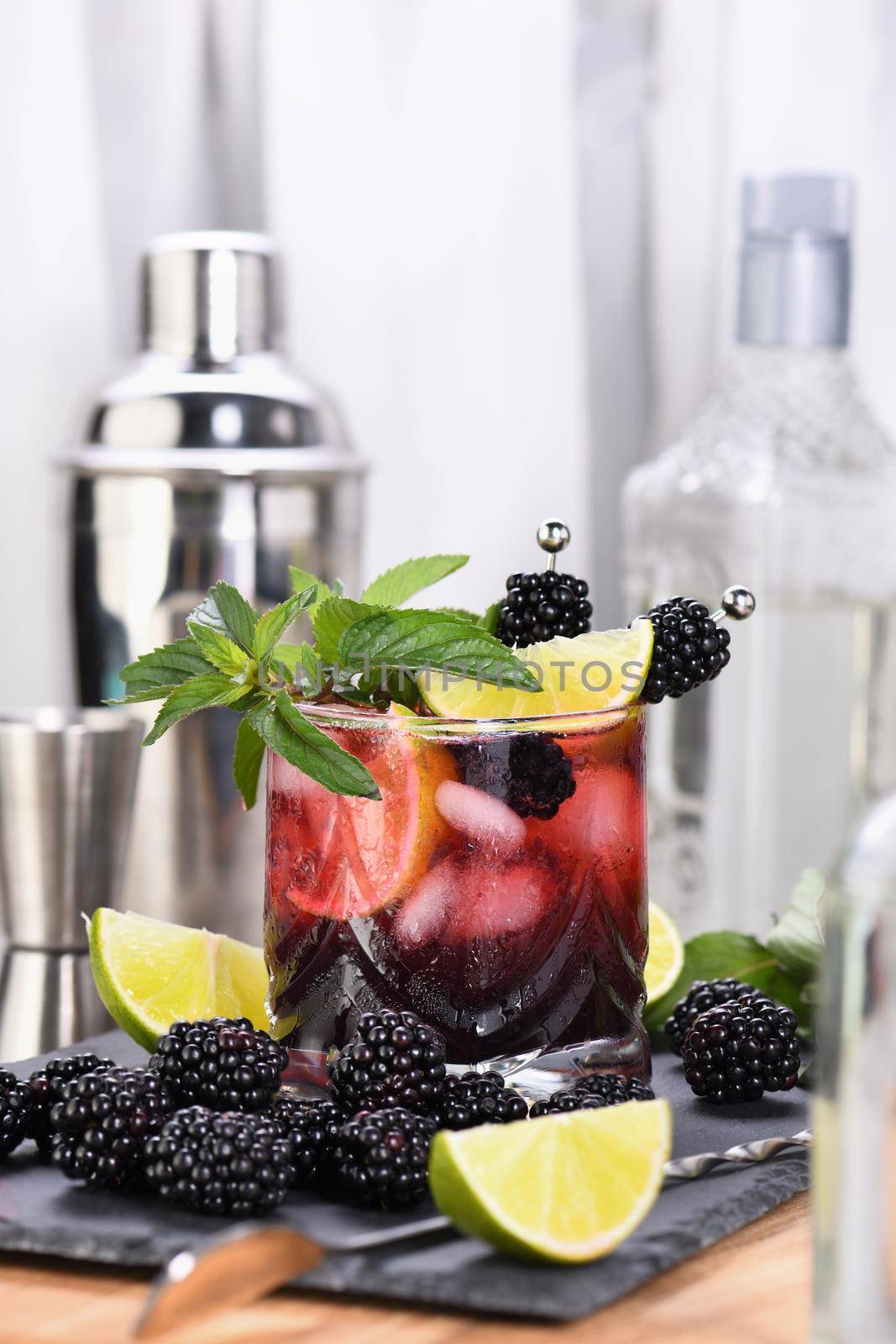 Refreshing  cocktail Blackberry mojito by Apolonia