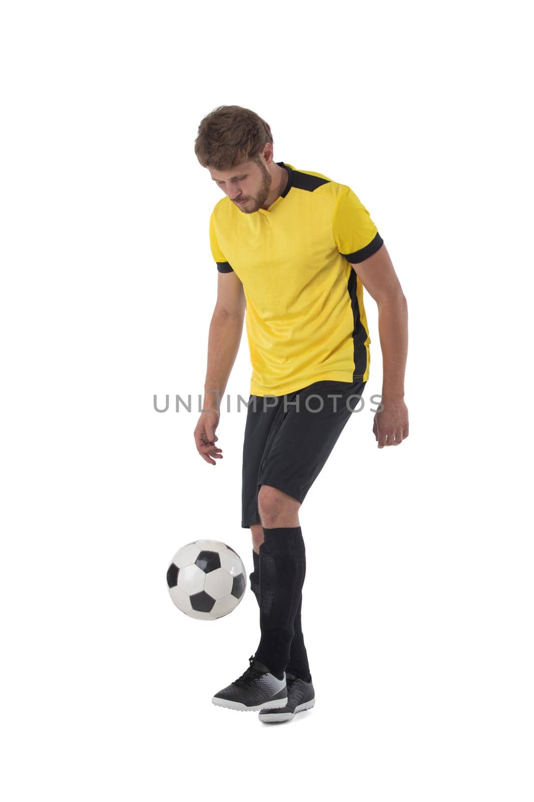 Soccer player man isolated on white by ALotOfPeople