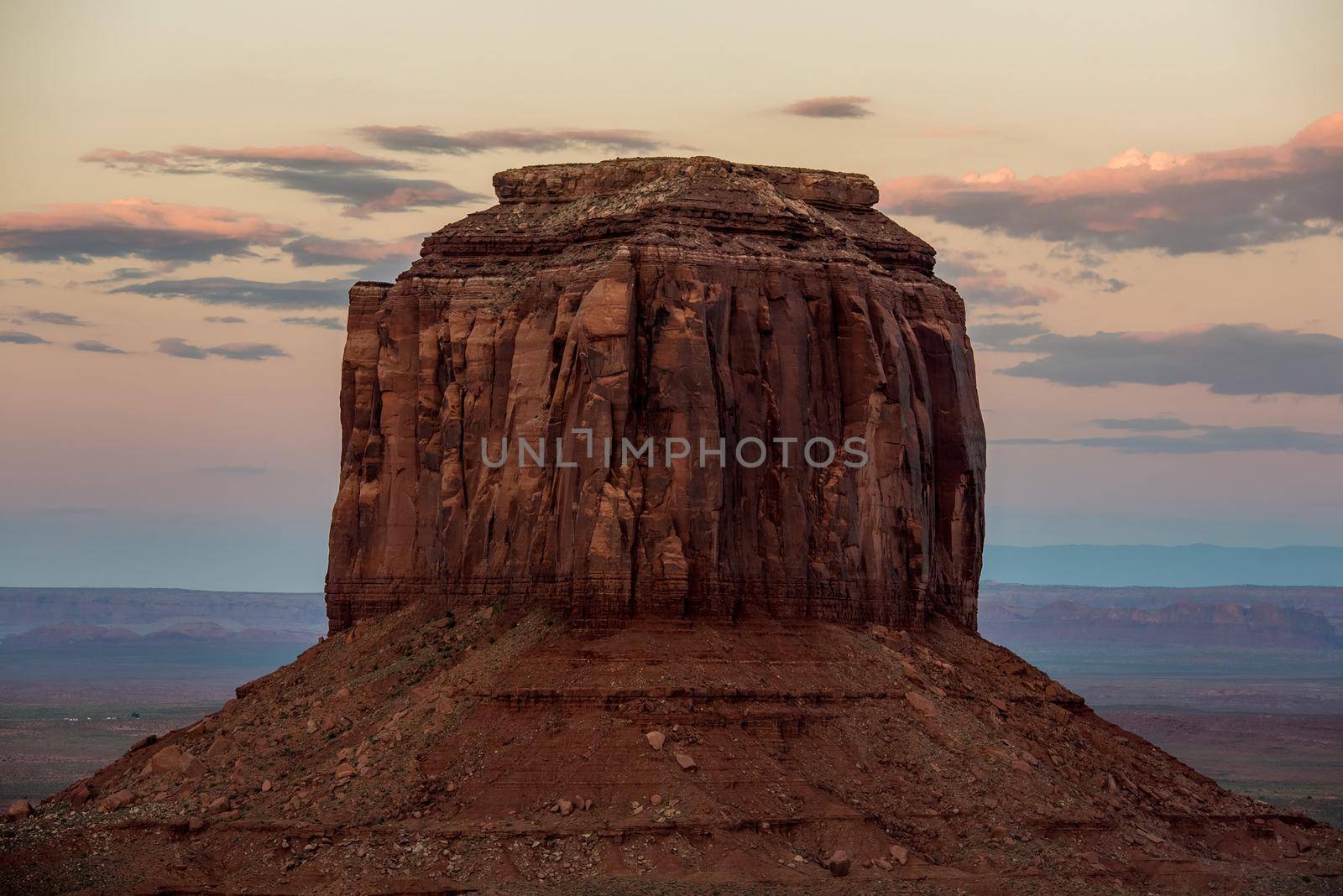 Utah Navajo Nations Monument Valley Park mesa at sunset