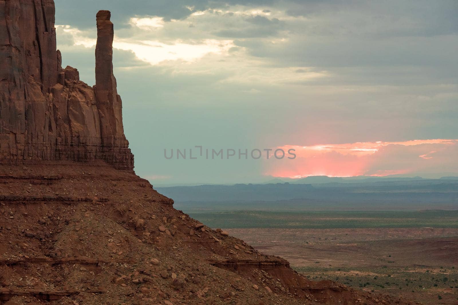 Monument Valley Butte detail image at sunset