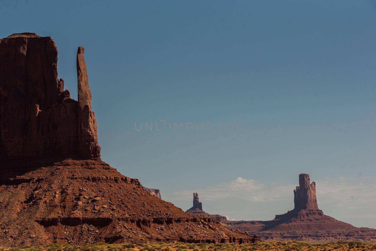 Butte in Monument Valley close up view with contrast