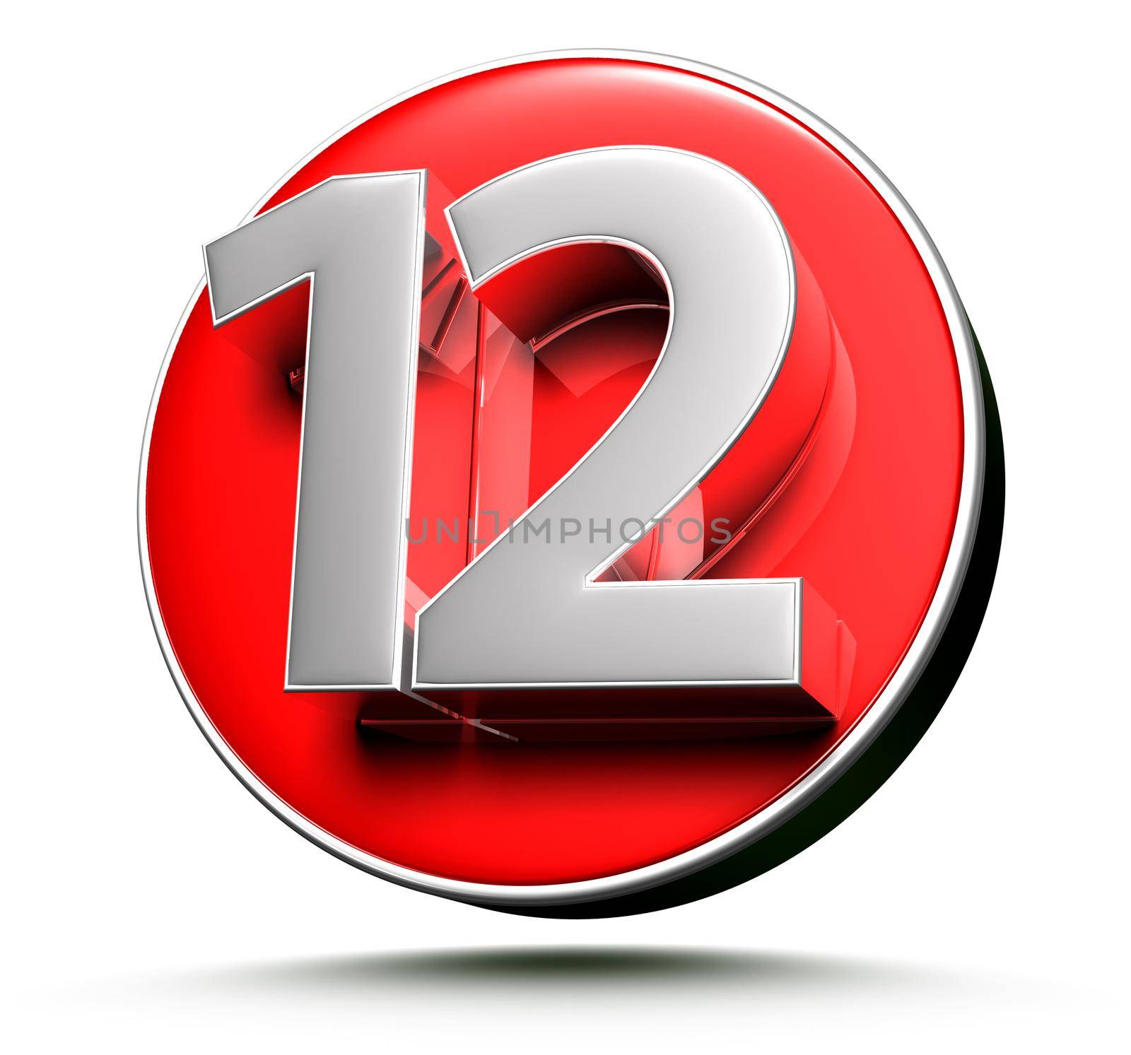 3D illustration Numbers 12 stainless isolated on a white background.(With Clipping Path). by thitimontoyai