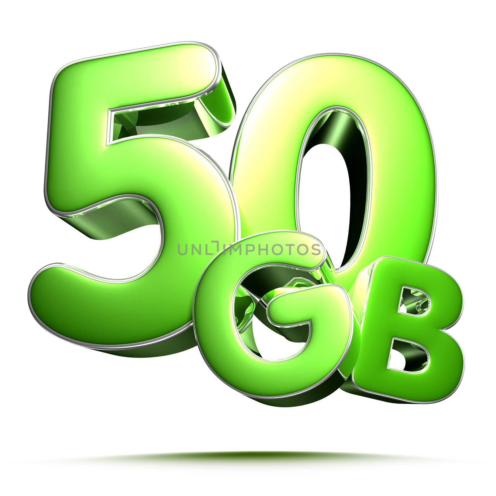 50 Gb green 3D illustration on white background with clipping path. by thitimontoyai