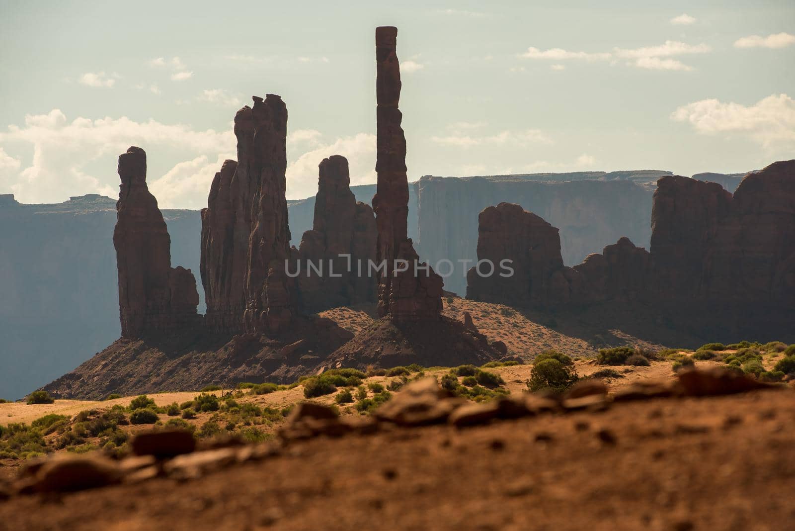Large buttes in western scene in Moab Utah