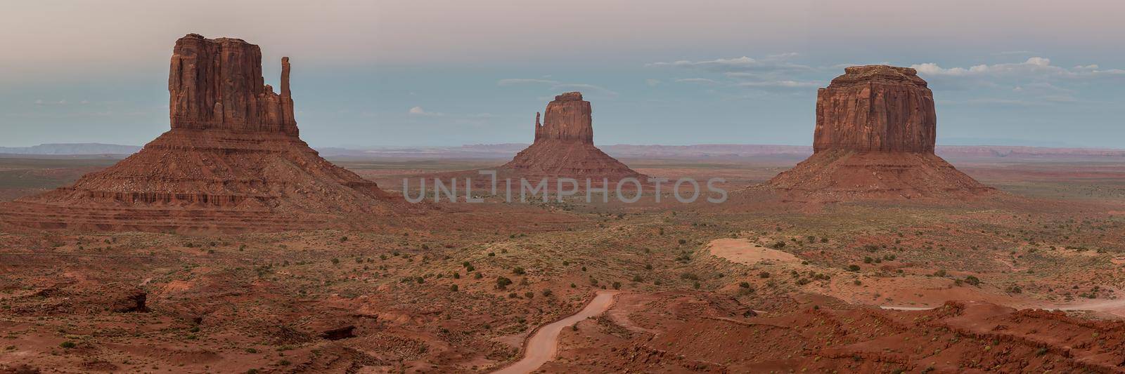 Navajo Nation Monument Valley 3 mesa panorama by jyurinko