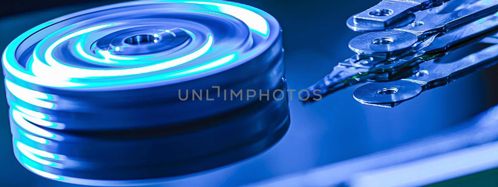 Hard disk detail, banner image with copy space