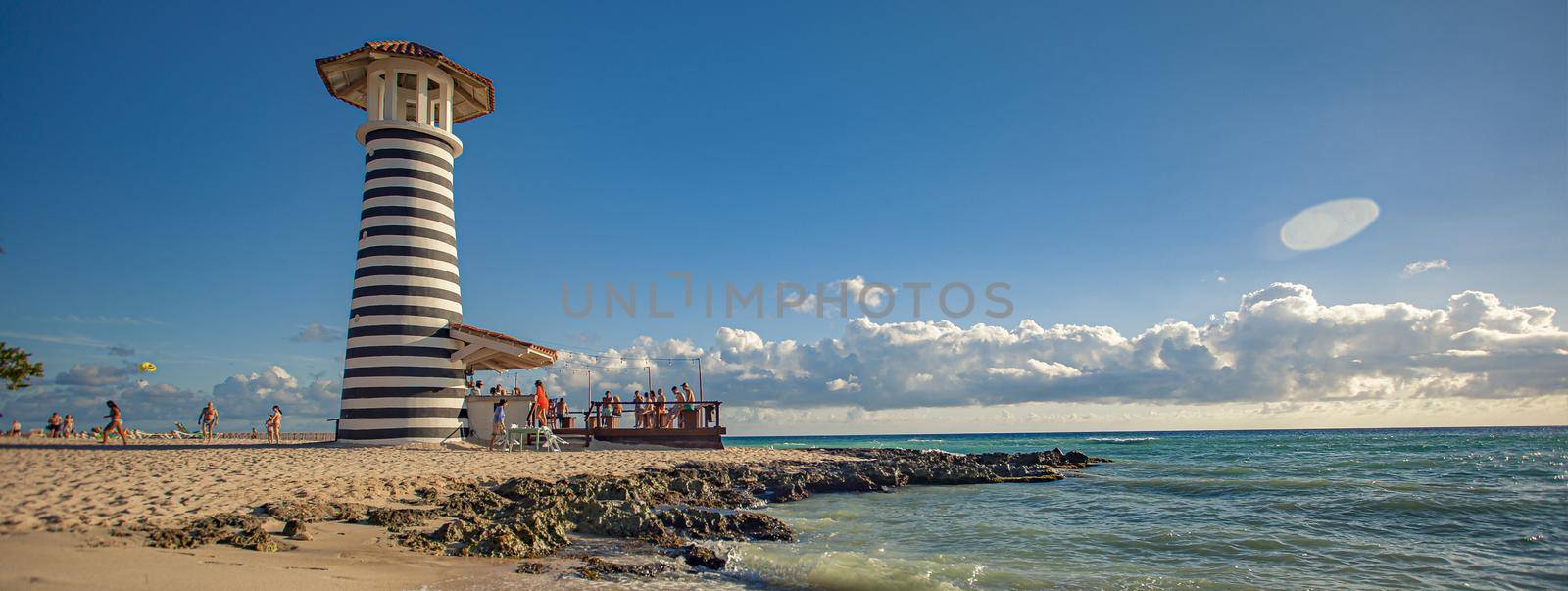 Bayahibe lighthouse landscape, banner image with copy space