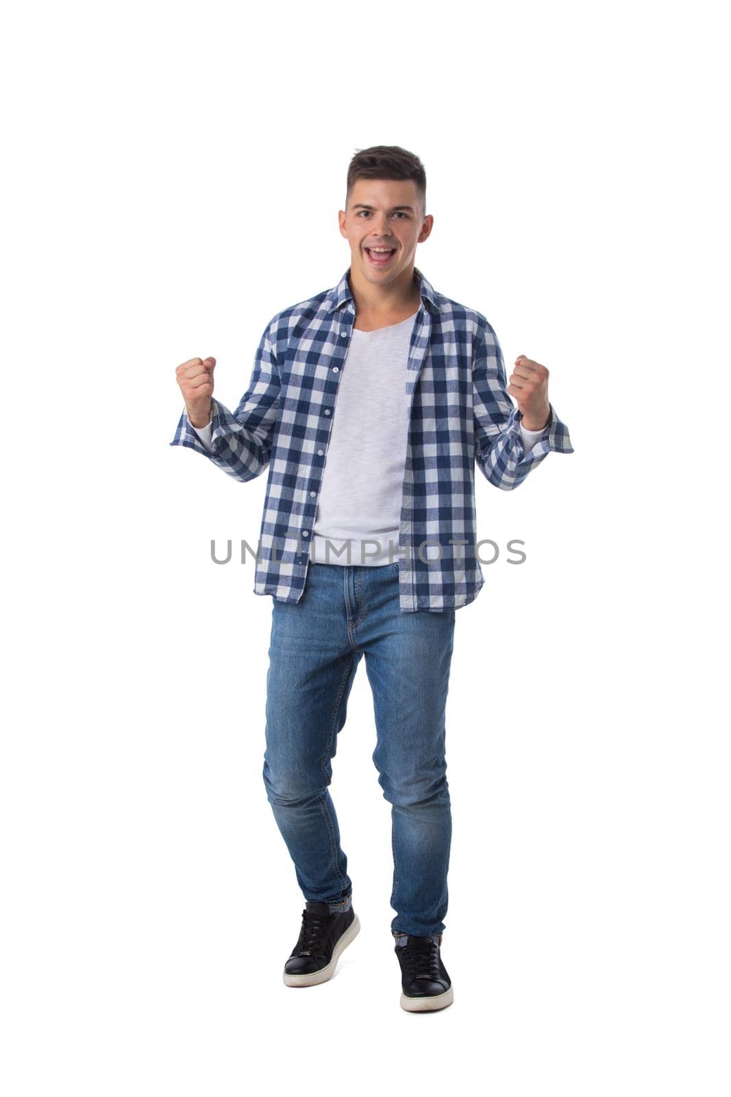 Excited man isolated over white by ALotOfPeople
