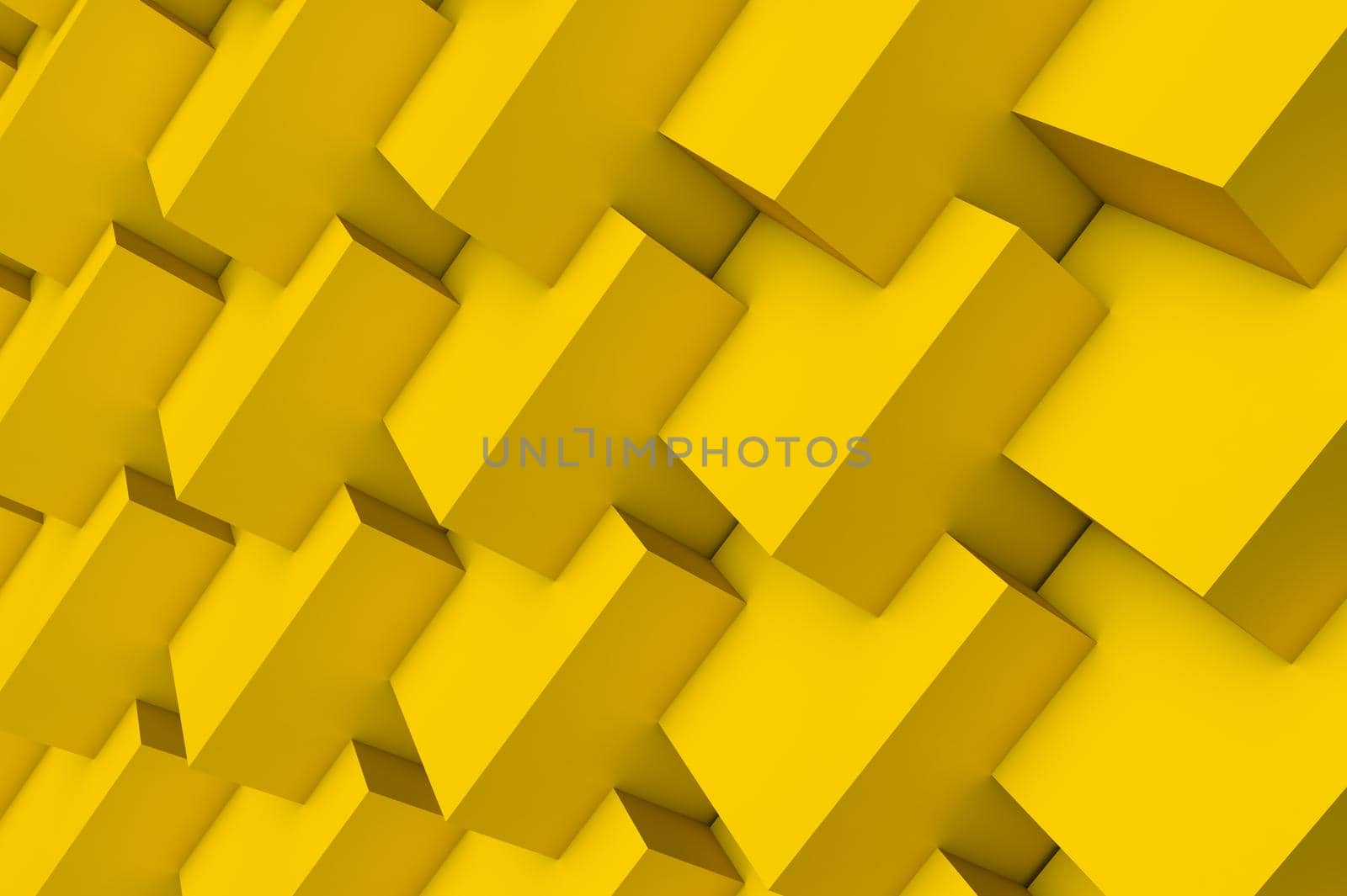 Yellow abstract 3D background consisting of many blocks standing on top of each other