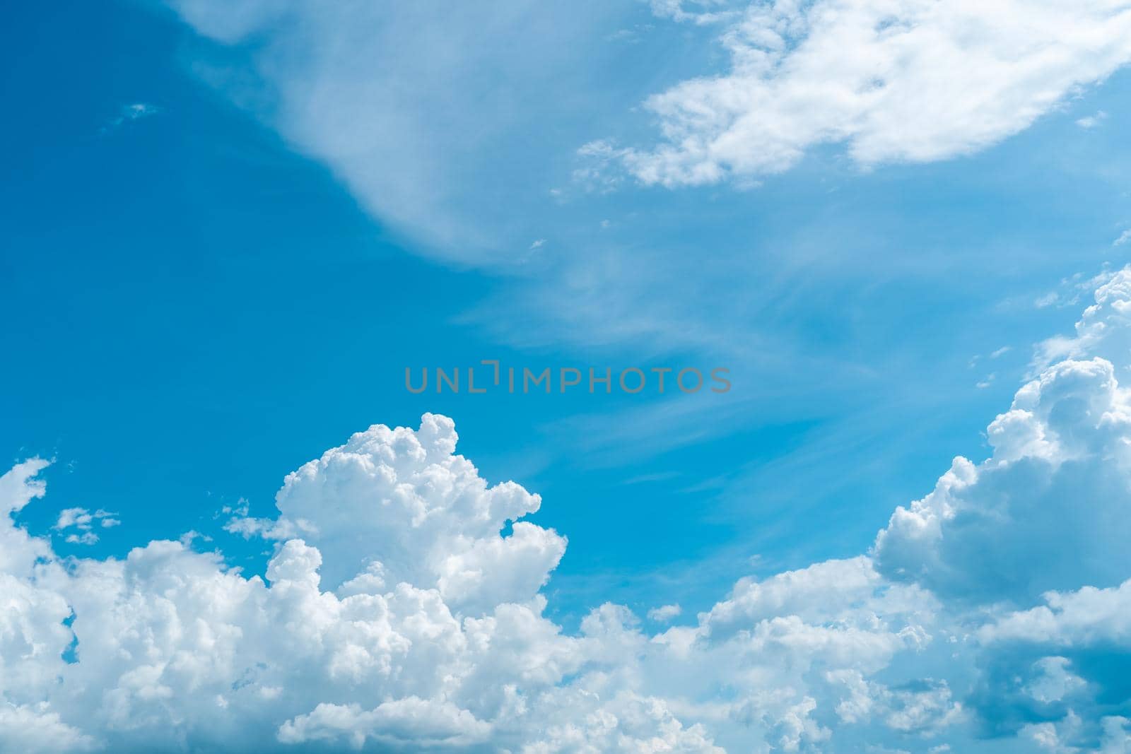 Copy space minimal concept of summer blue sky and white cloud abstract blank. by Suwant