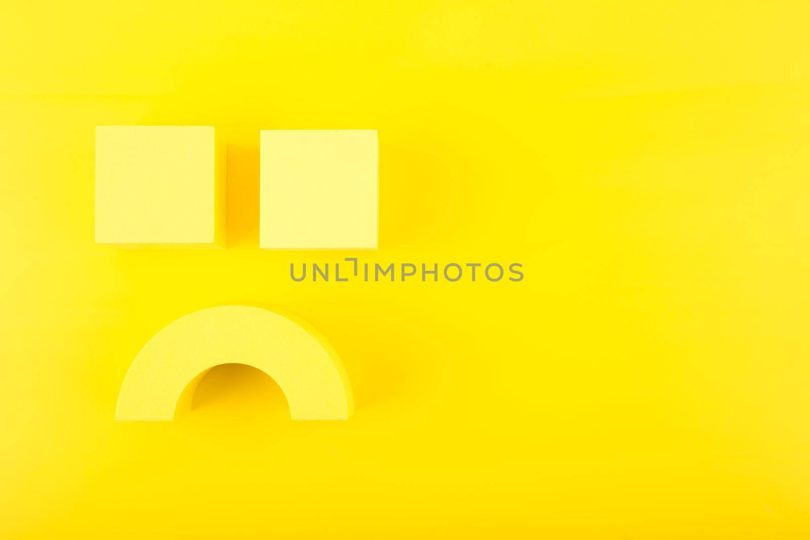 Unhappy smile symbol on yellow background with copy space by Senorina_Irina