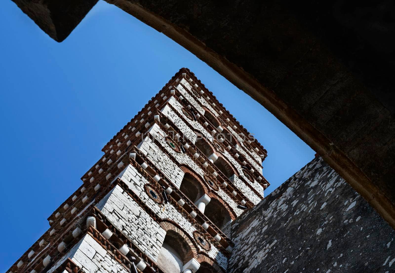 Bell tower of the Collegiate church of Santa Maria Assunta ,gothic church in Sermoneta 