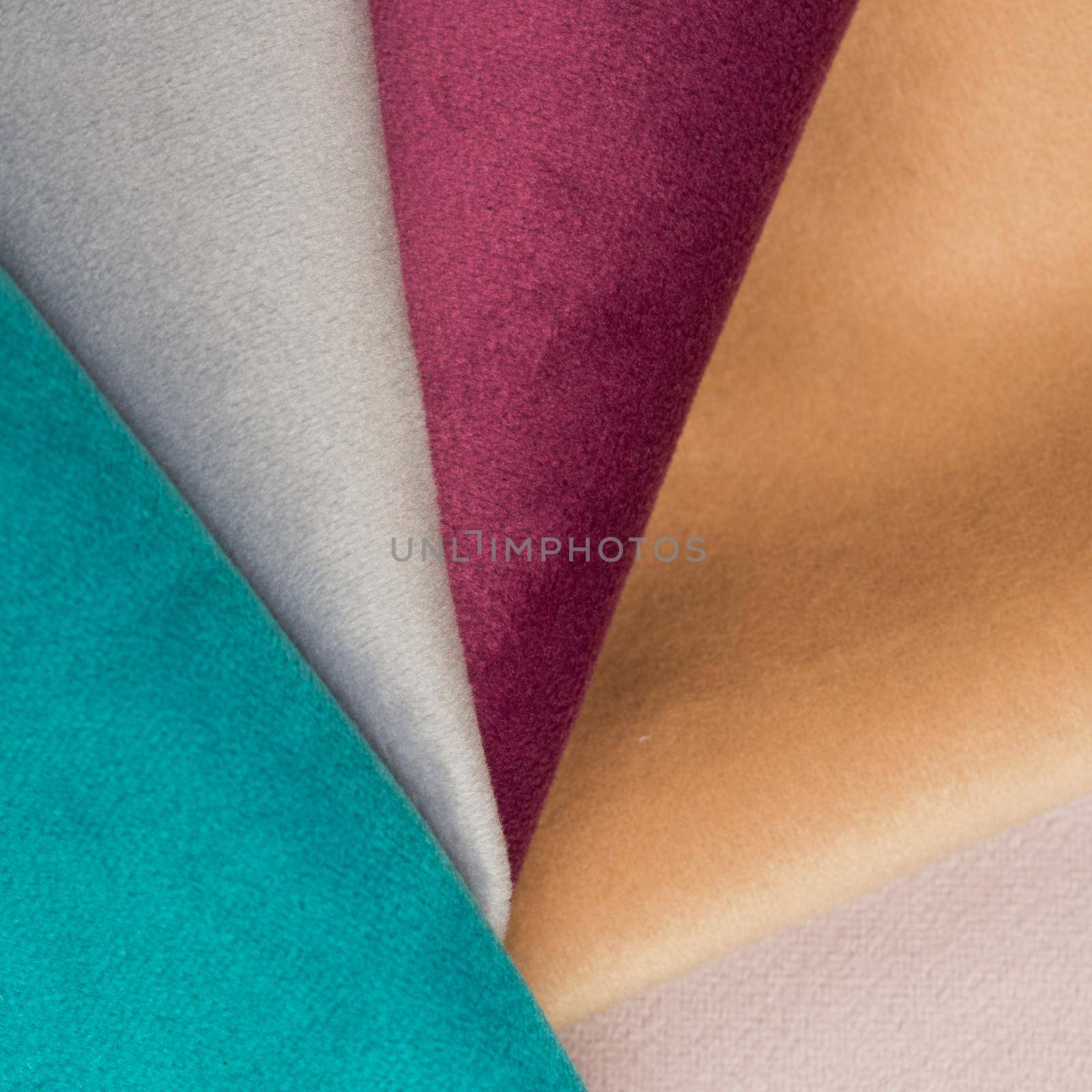 Velvet fabric abstract colorful background macro shot