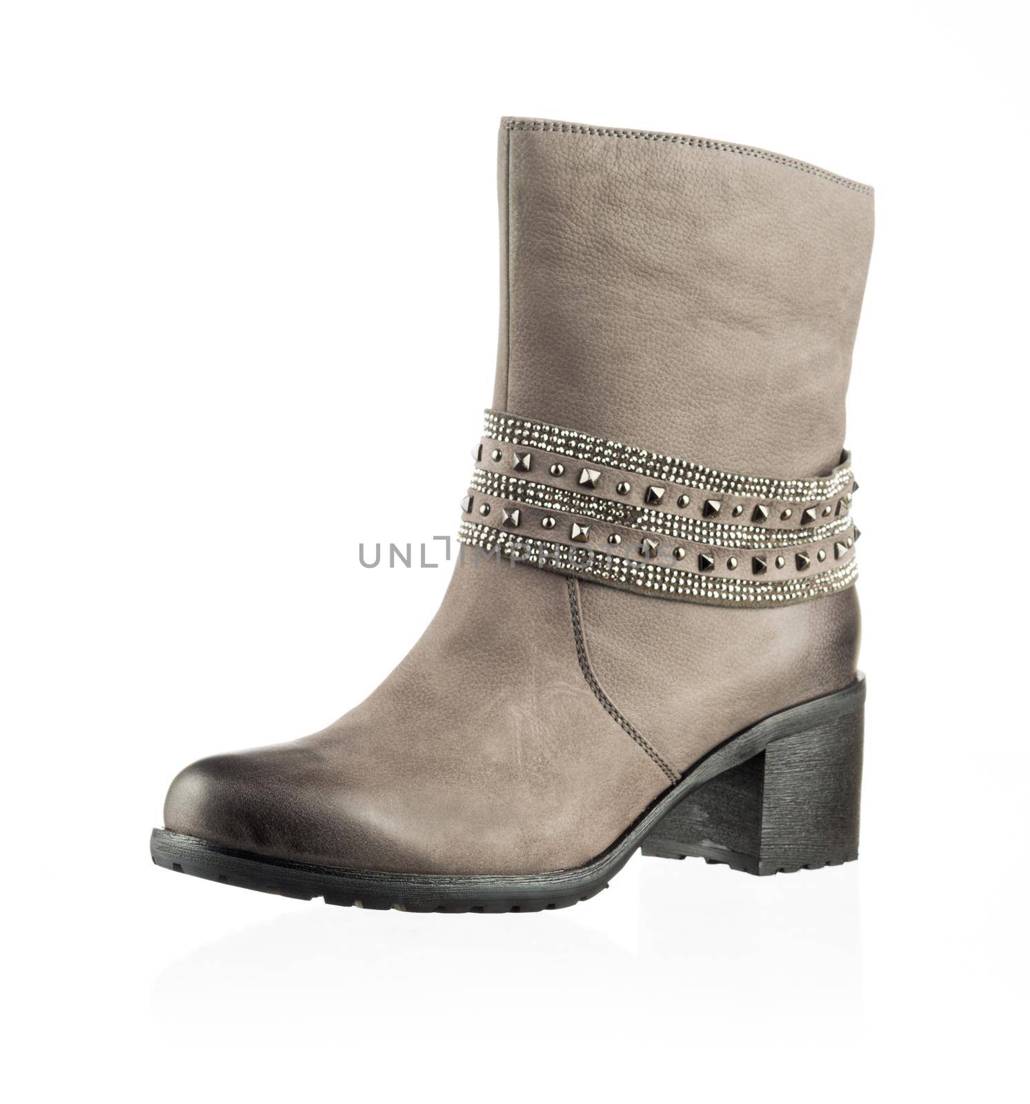 Modern fashionable women winter boot shot in studio