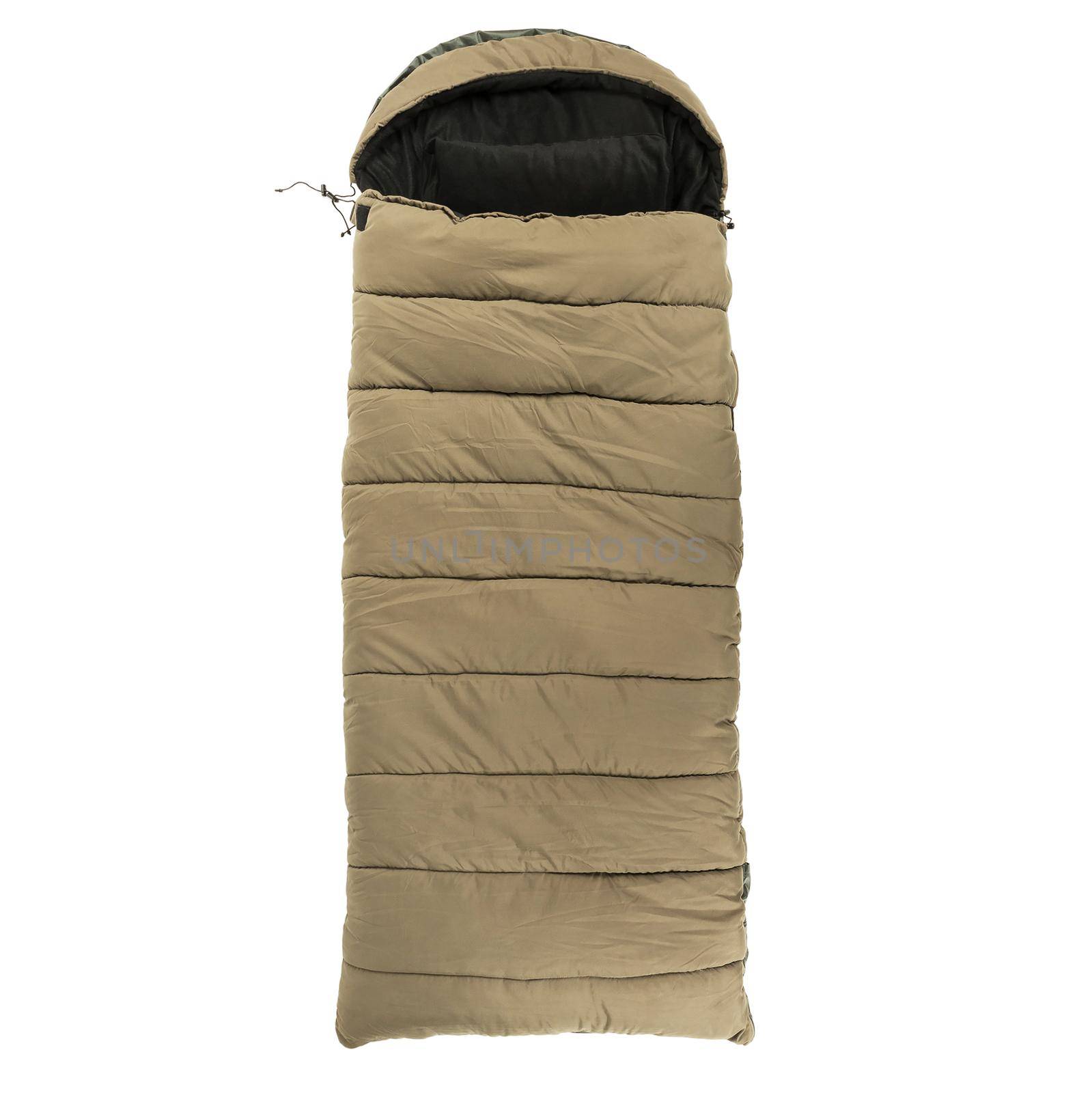 Warm sleeping bag isolated on white baground