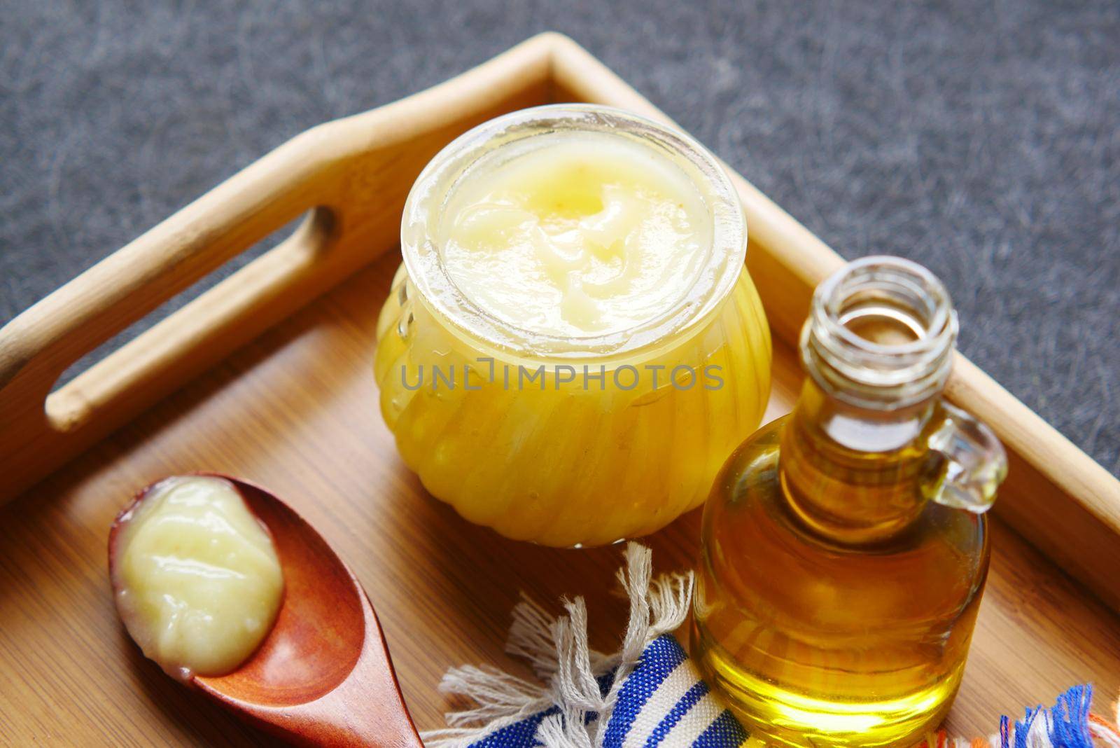 homemade ghee in container on a table