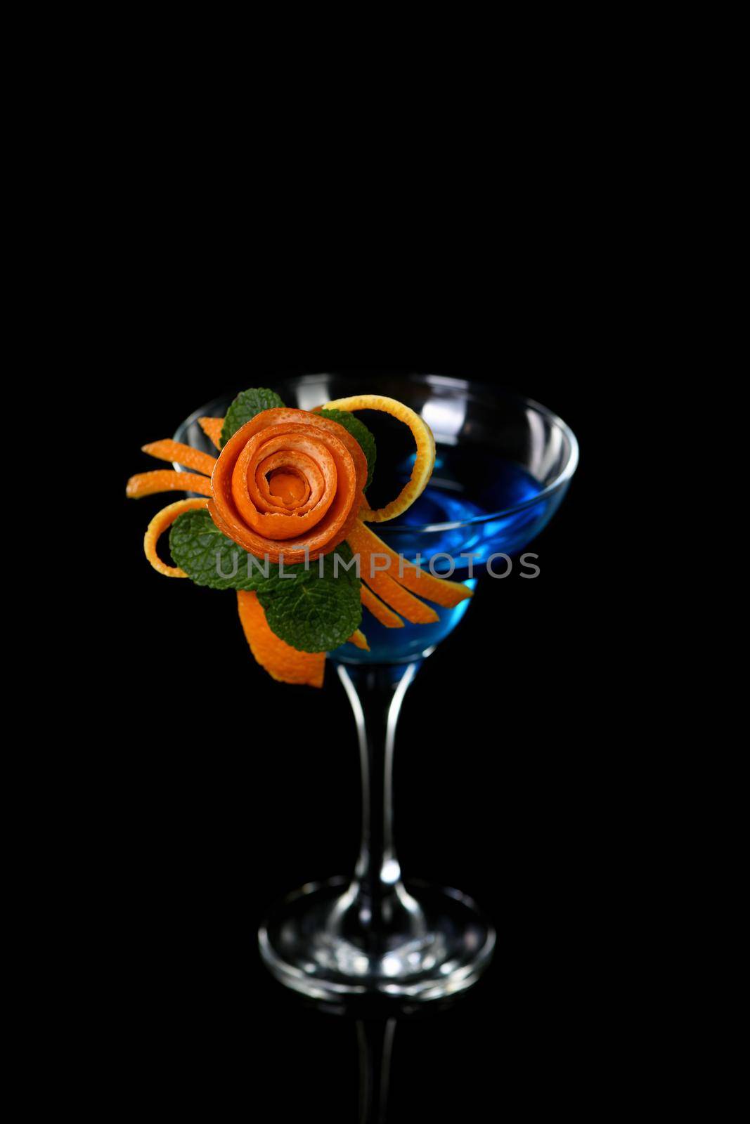 Art in orange- cocktail Blue lagoon by Apolonia