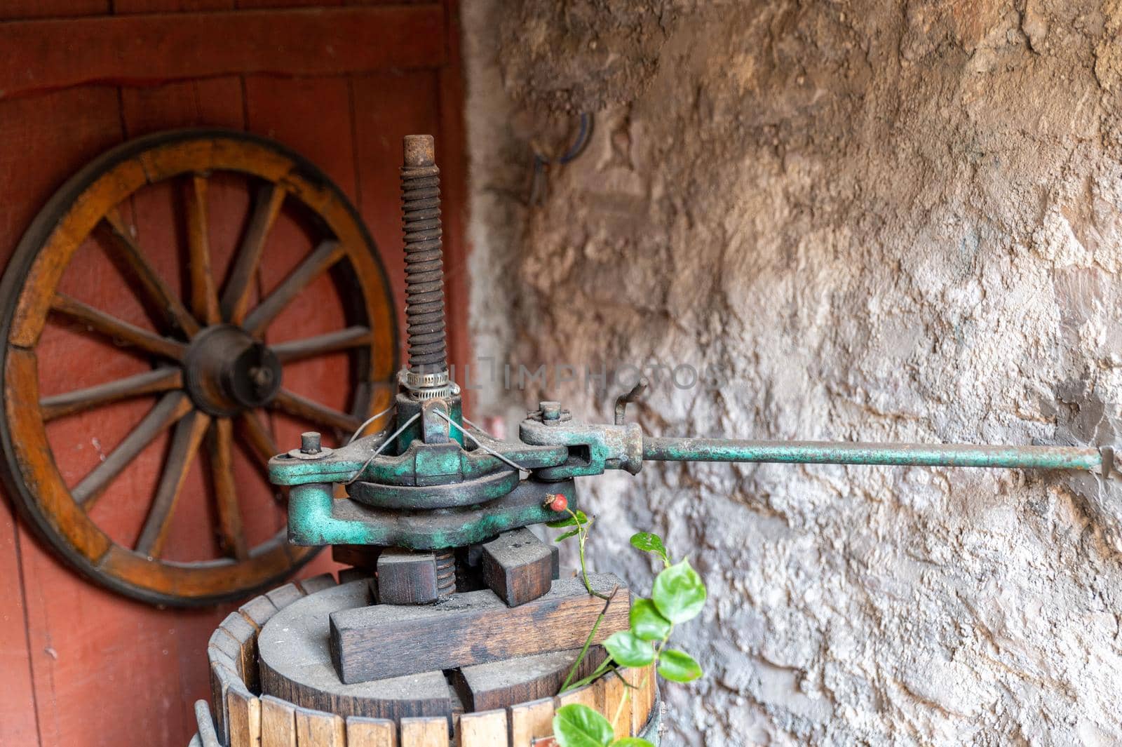 ancient press for crushing grapes by carfedeph