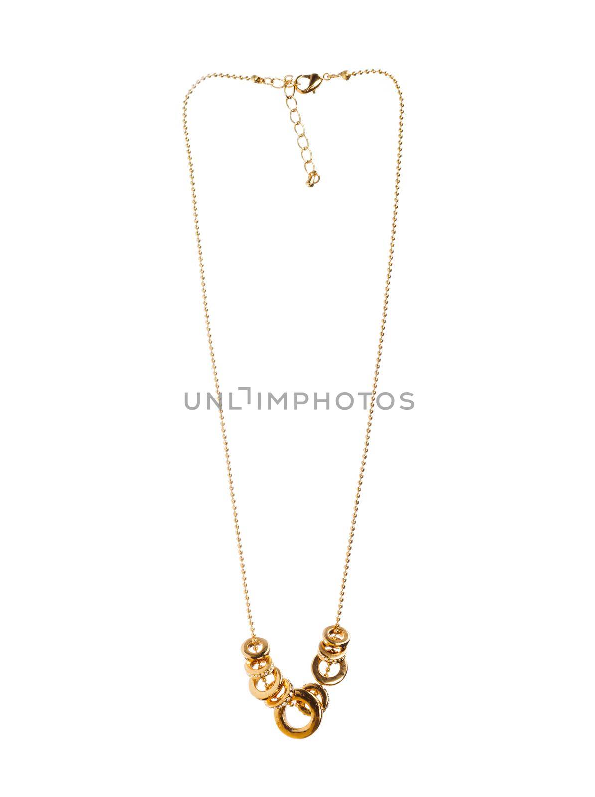 Pendant on golden chain isolated on the white