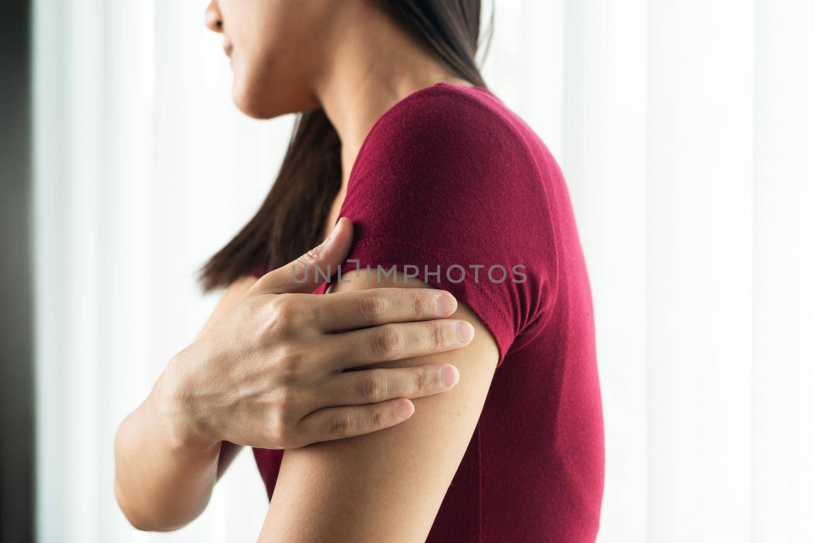 arm triceps injury painful women suffer from working healthcare and medicine recovery concept by psodaz