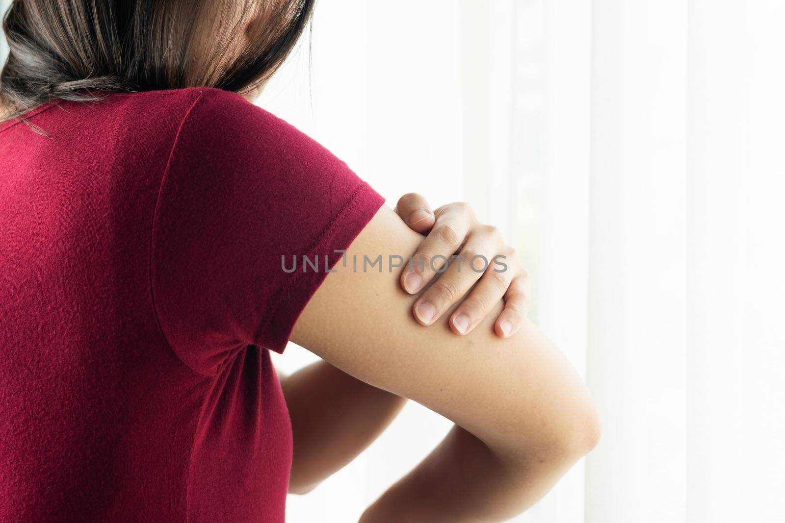 arm triceps injury painful women suffer from working healthcare and medicine recovery concept by psodaz