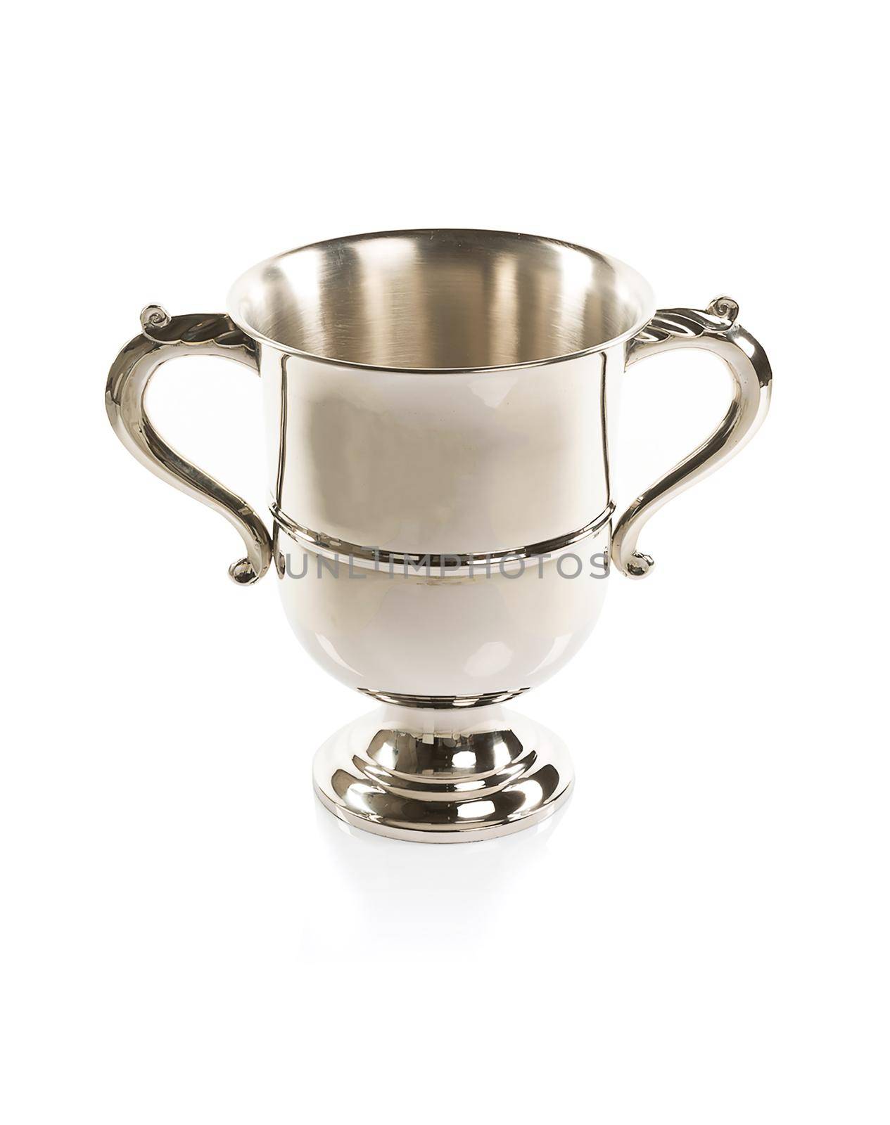 Large silver cup of the winner isolated