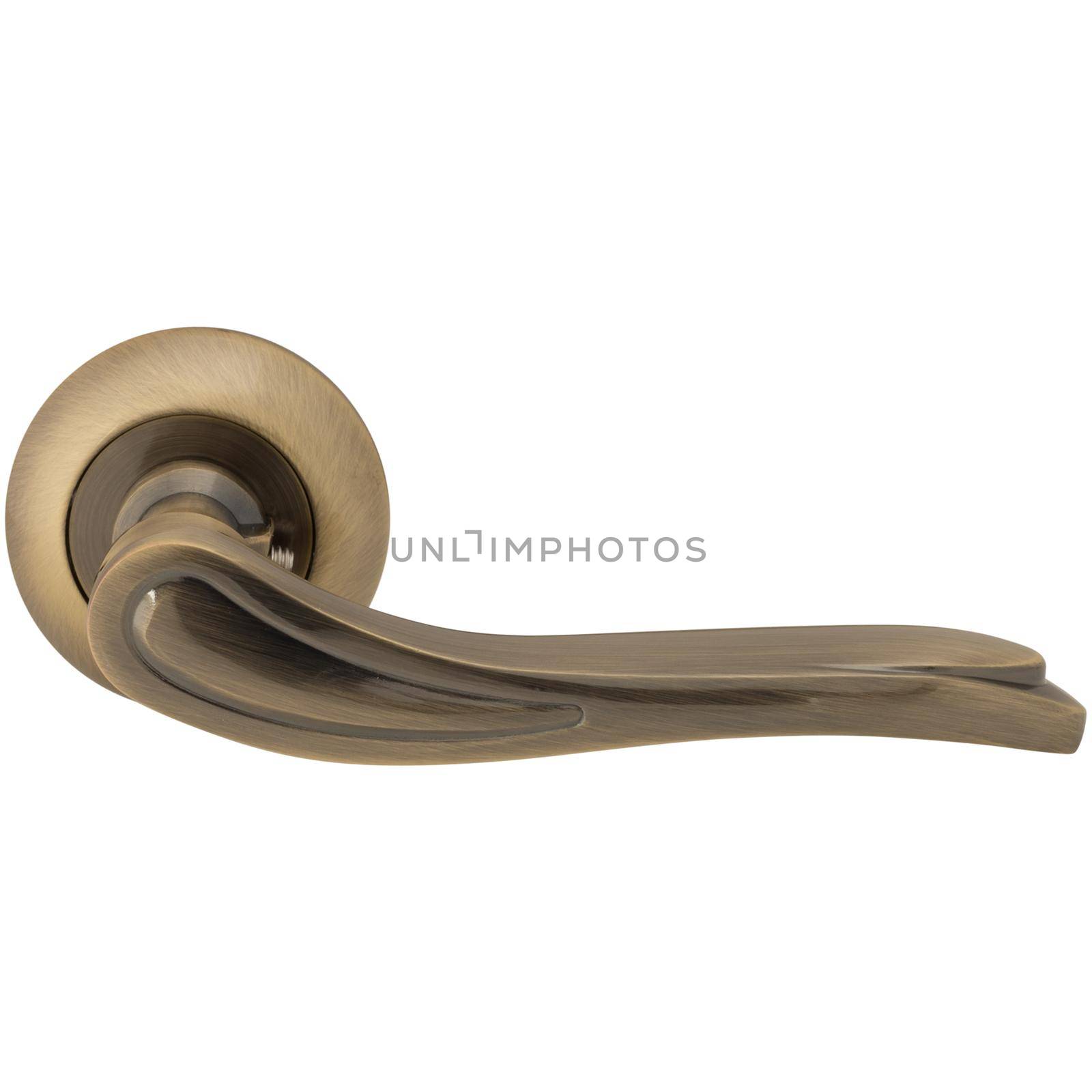 Copper door handle side view isolated on white