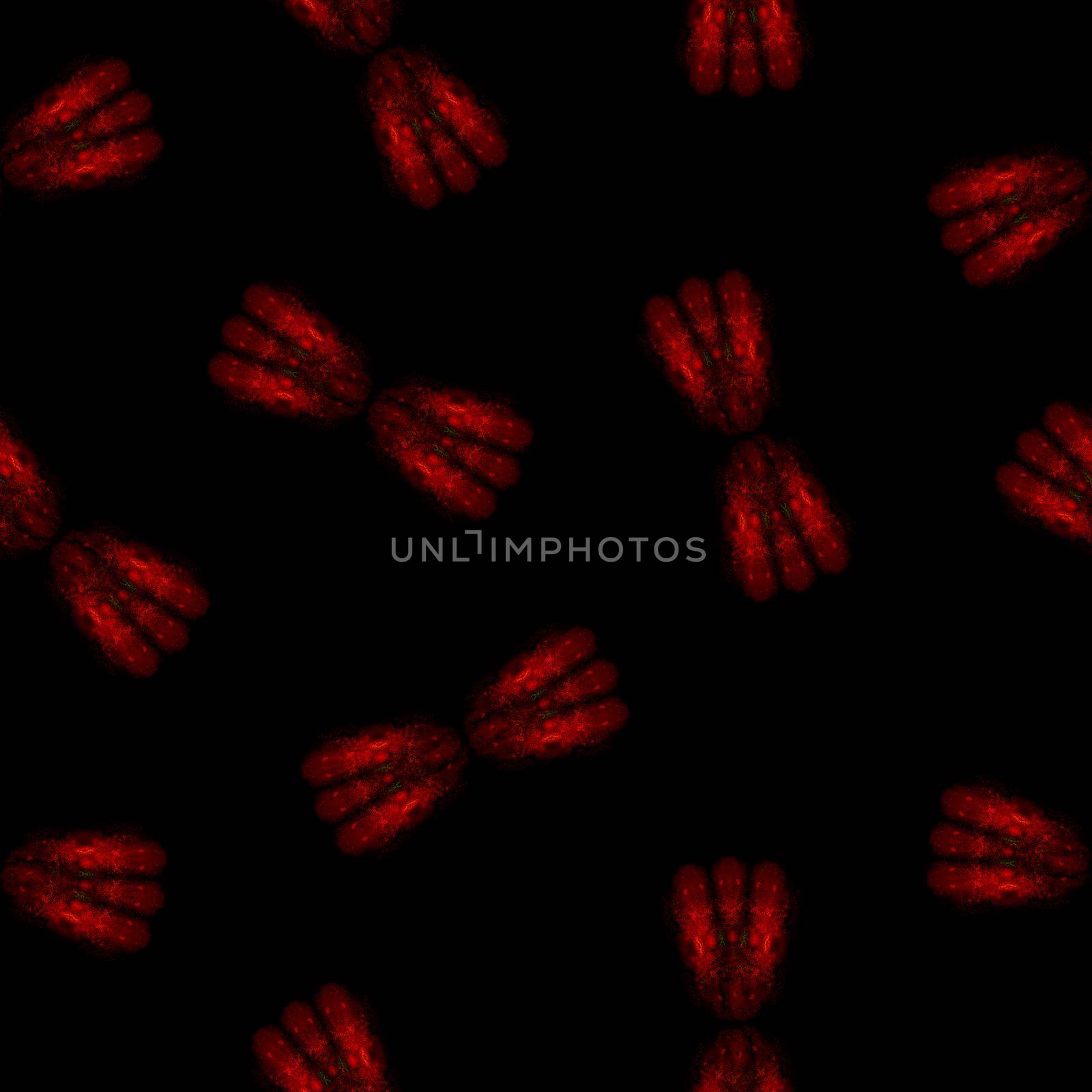 Seamless Pattern with Red and Black Bow on Black Background. by Rina_Dozornaya