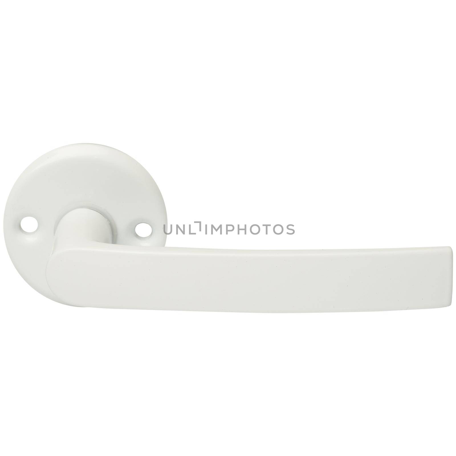 Simple white door handle isolated on plain background