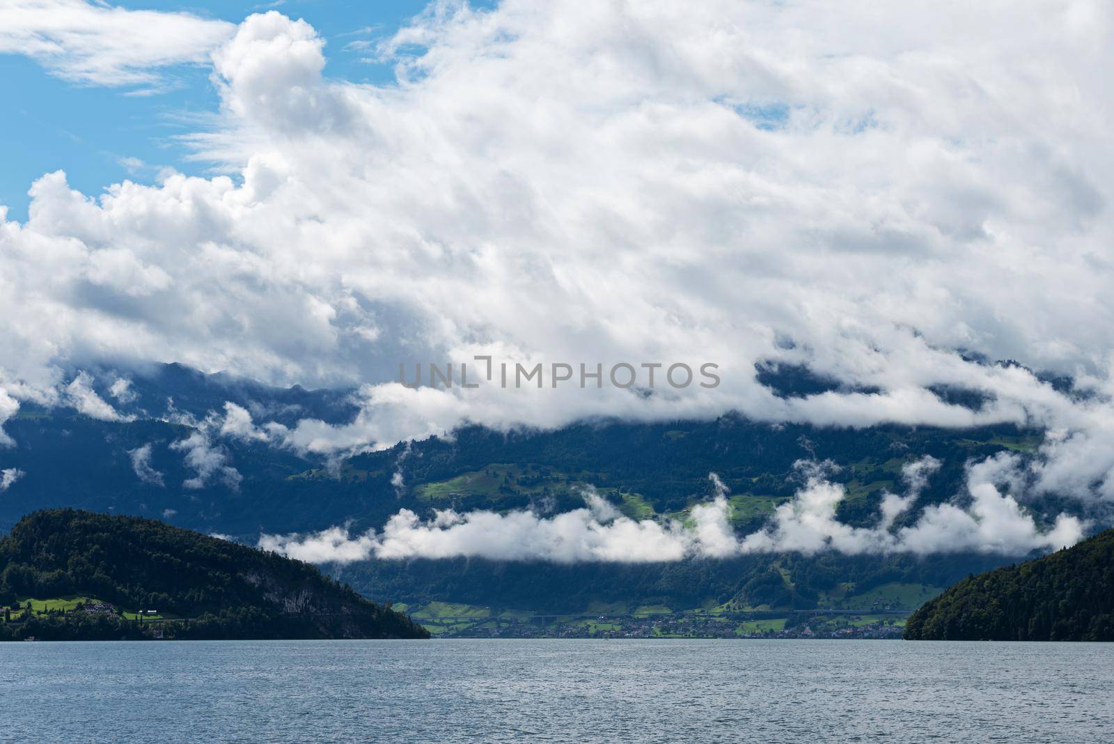 Landscape with Lake Lucerne and Alps, Switzerland.