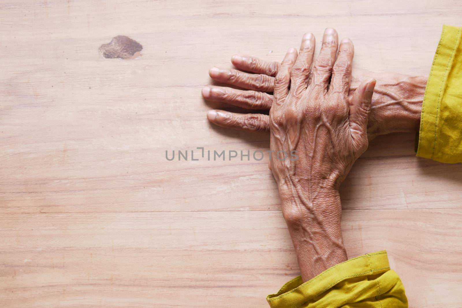 close up of hands of a elderly person ,