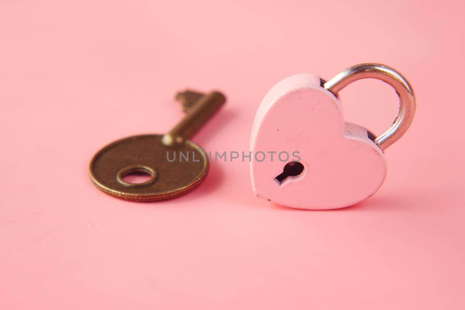 Pink Heart Shape Padlock And Key