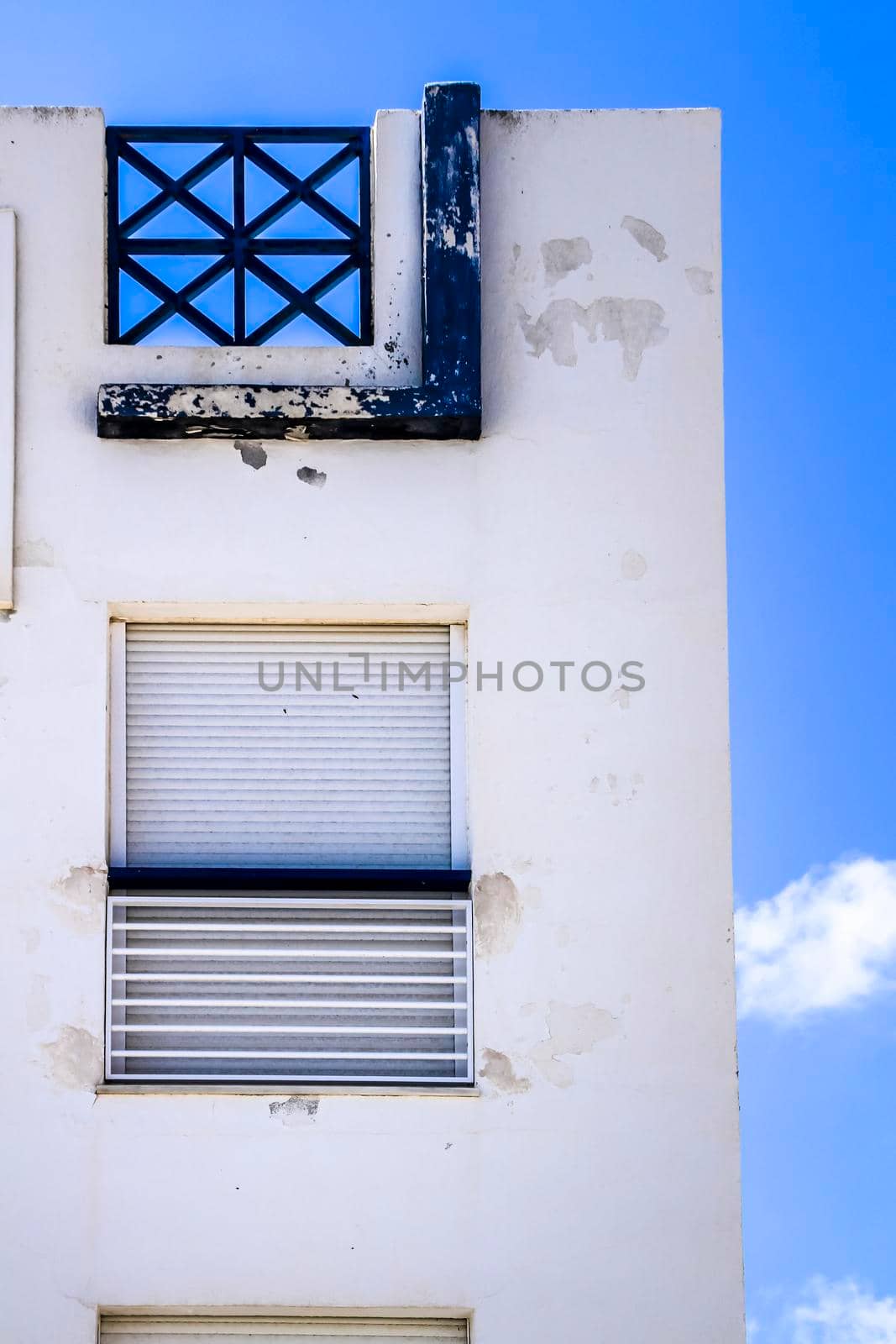 Whitewashed houses under blue sky in Las Negras village, Andalusia community, Spain