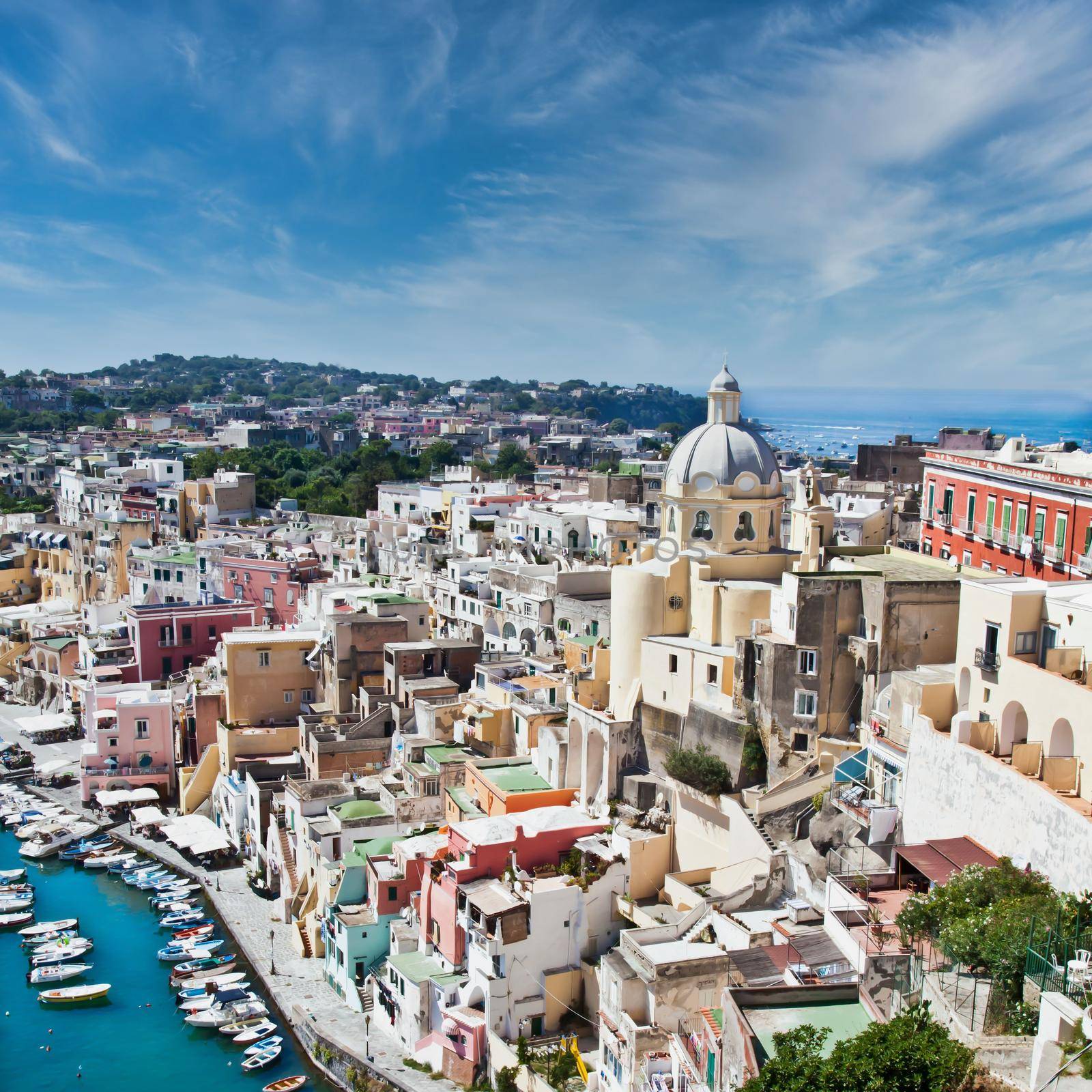 Procida panoramic view, Italy. The mediterranean Italian island close to Naples in a summer day. by Perseomedusa