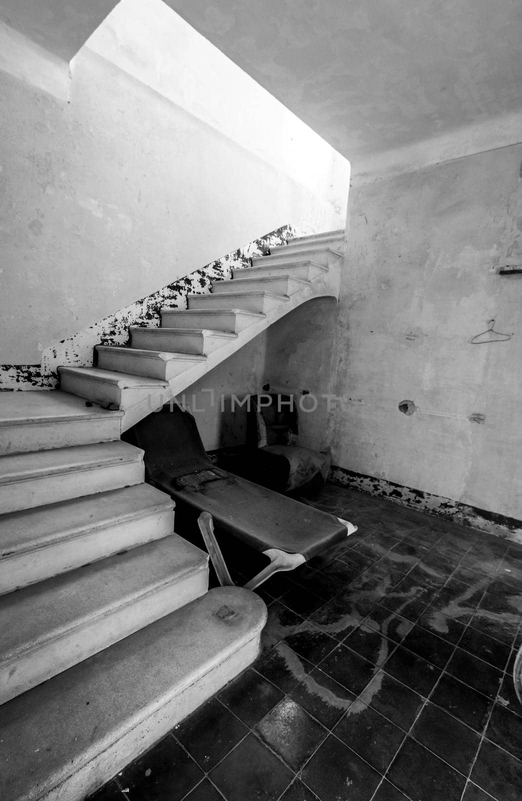 Abandoned house with broken furniture in the gold mines of Rodalquilar village in Almeria province, Spain.