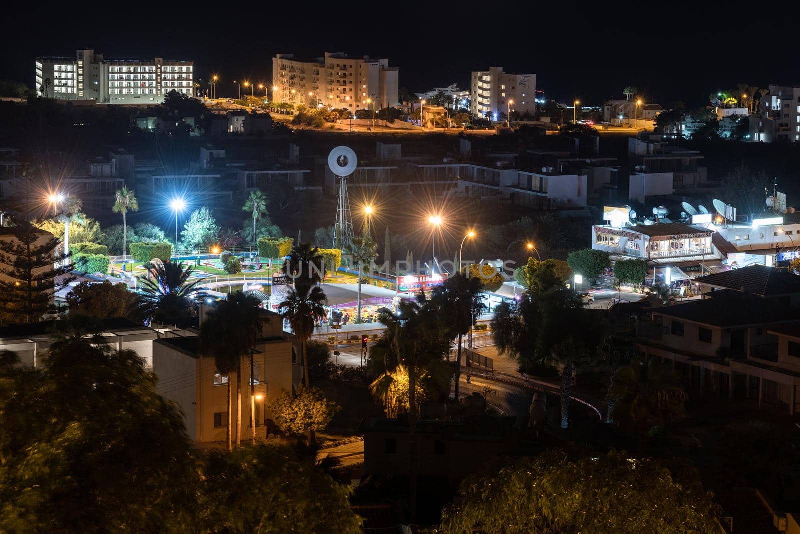 Protaras, Cyprus - Oct 12. 2019. Panorama of the city from above