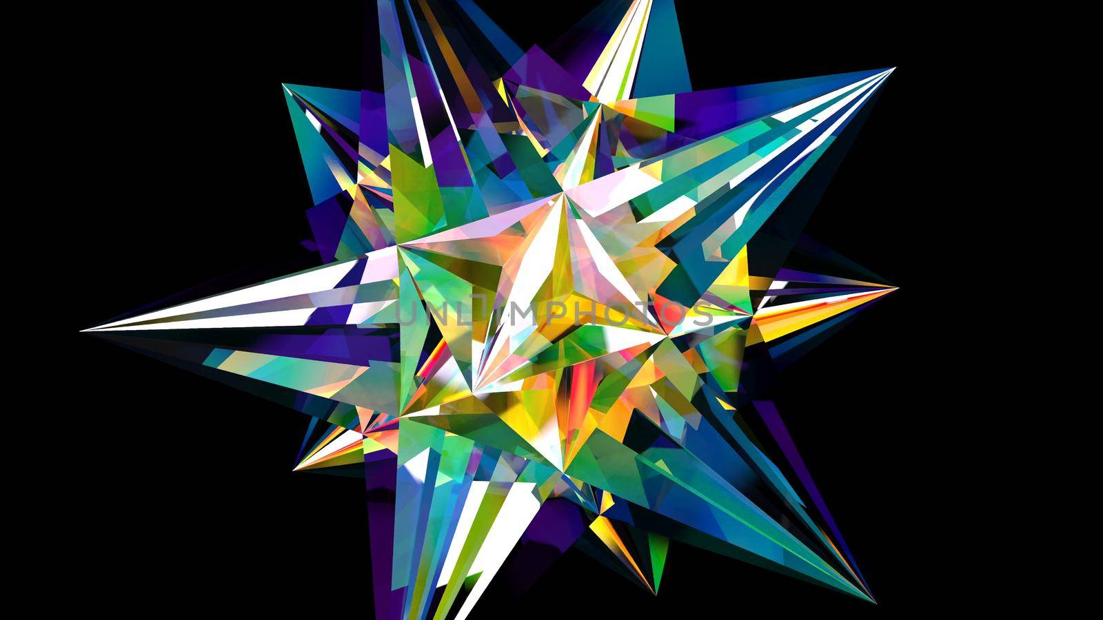 Rainbow star object intro 3d render