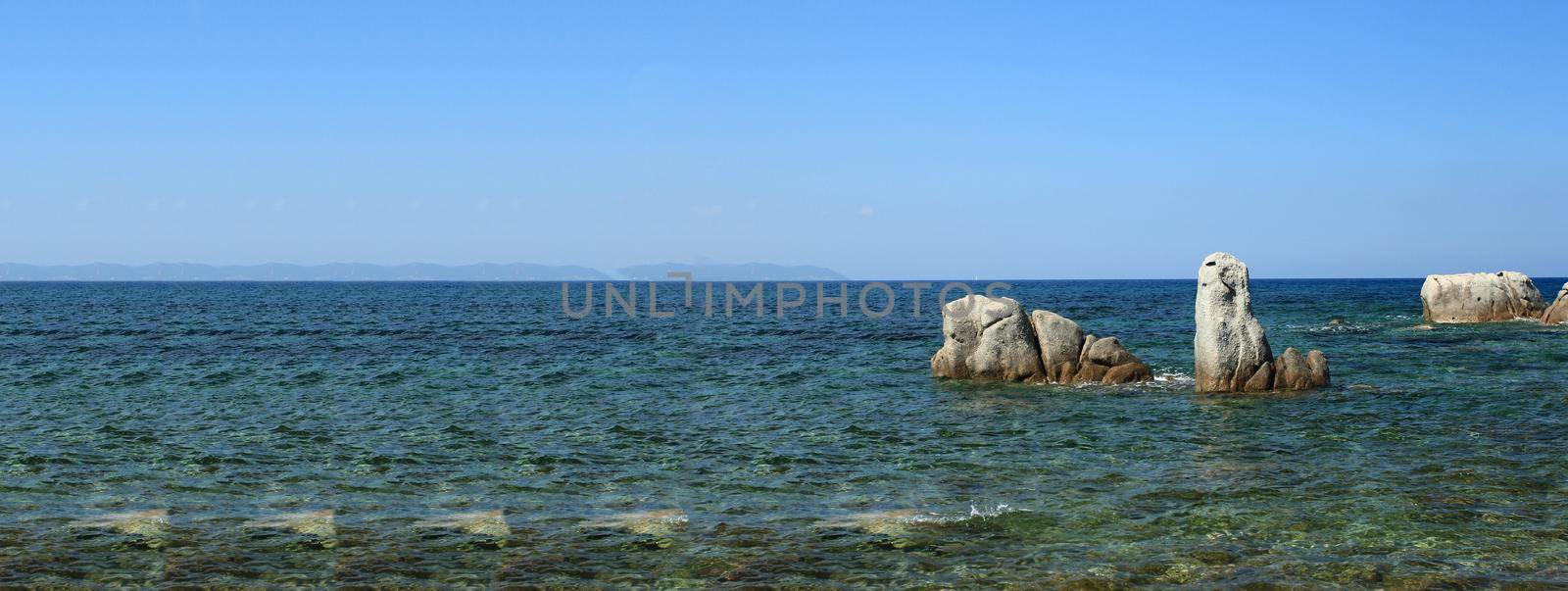 Sardinia beach landscape banner image with copy space