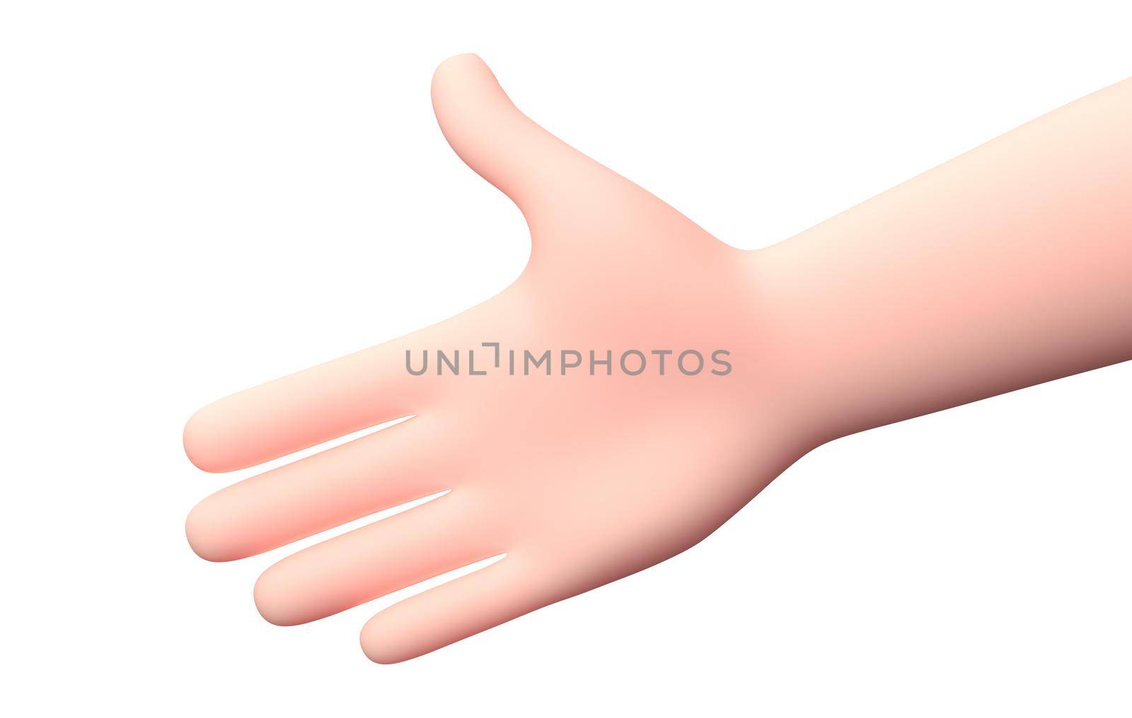 Lending a Hand Gesture. 3D Cartoon Character. Isolated on White by make