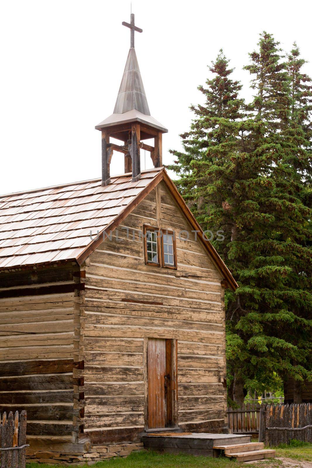 Dunvegan, Alberta, AB, Canada, historic log cabin church