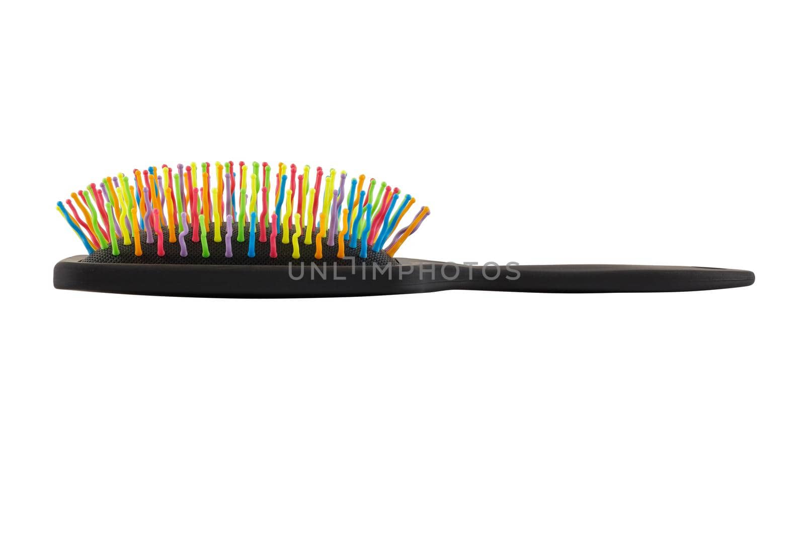 new rainbow colorful pastic hair brush isolated on white background by z1b