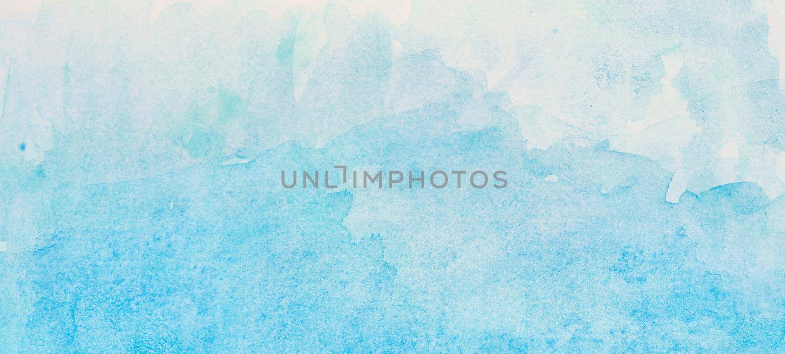 Pastel blue watercolor background. Abstract watercolor blue and turquoise gradient background with copy space for design