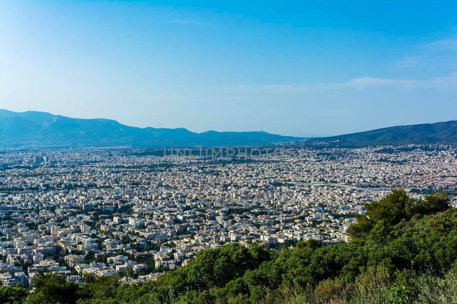 Panoramic view of the city of Athens, from the Hymettus mountain. by ankarb