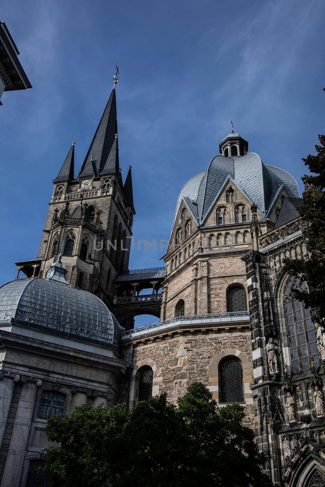 Aachen Cathedral with pointed towers by Dr-Lange