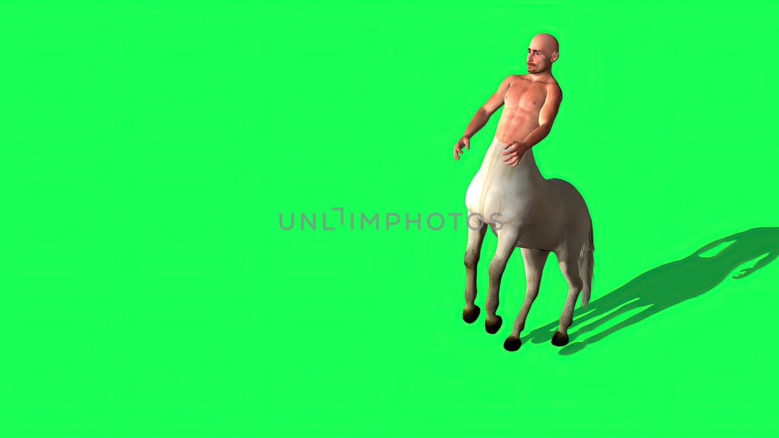 3d illustration - Male Centaur Half Horse Half Man on green screen