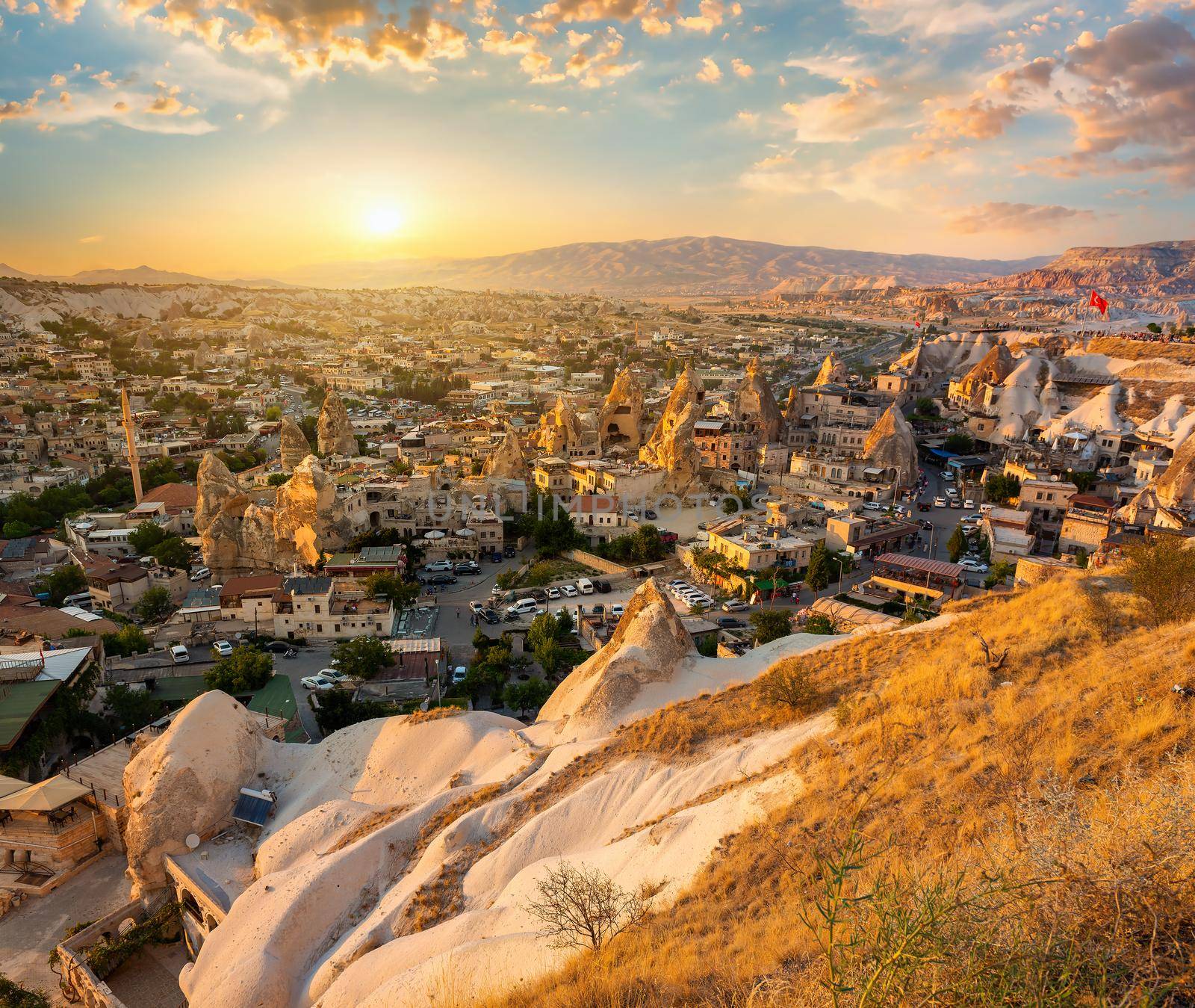 Panoramic view of the town of Goreme, Turkey