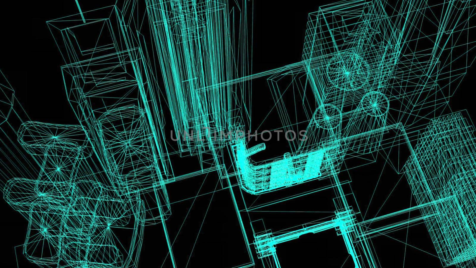 3d illustration - Technical Drawing of floor design being drawn with great detail and ready 3d model of house by vitanovski