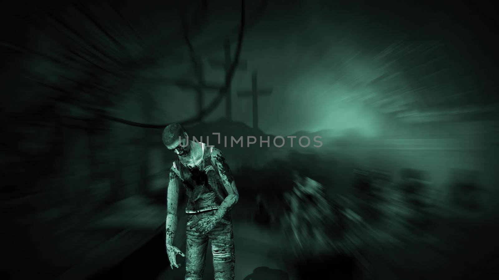 3d illustration - Horror Zombie With Effects